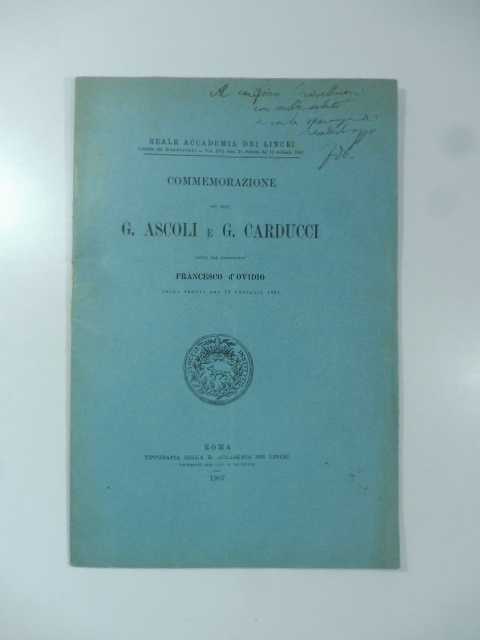 Commemorazione dei soci G. Ascoli e G. Carducci